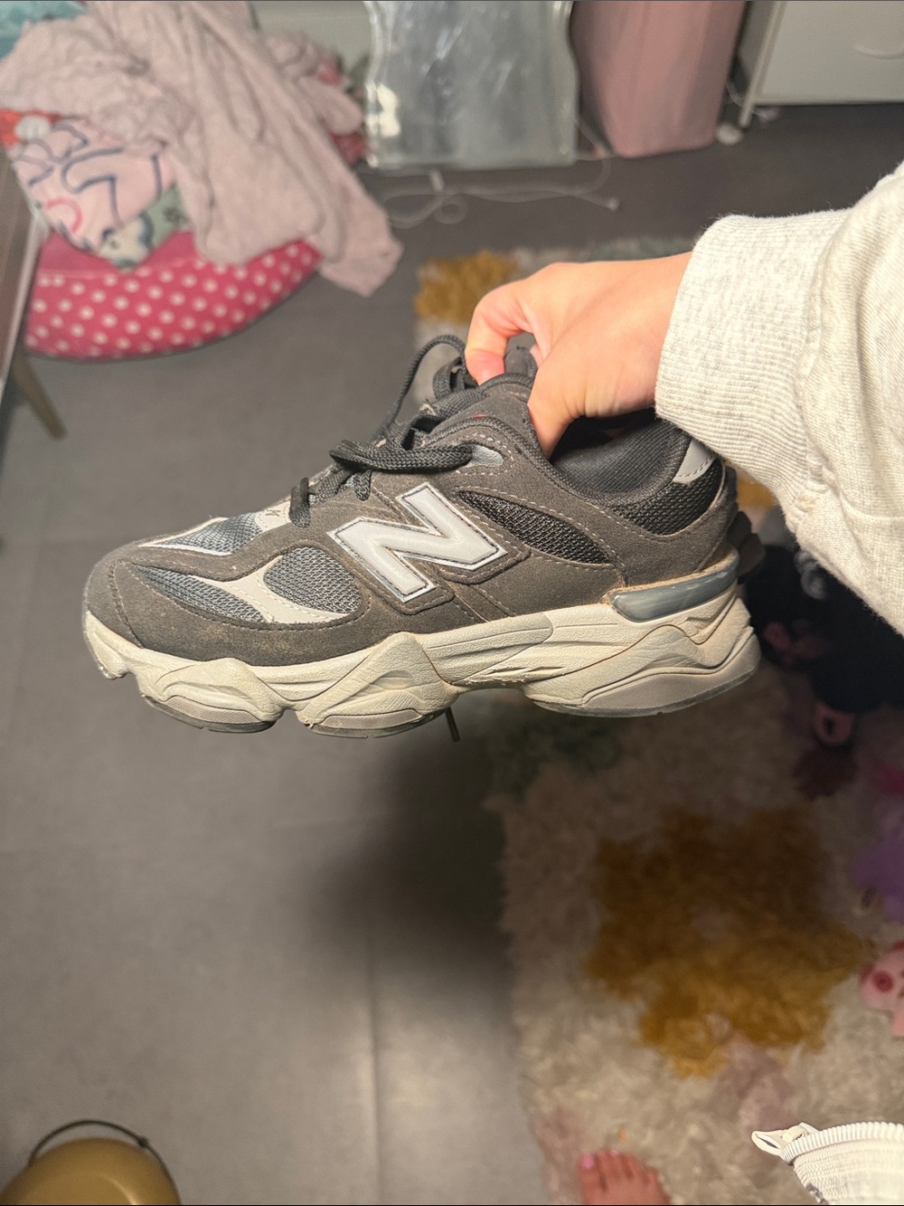 New Balance Kids Gray and Cream Athletic Sneakers